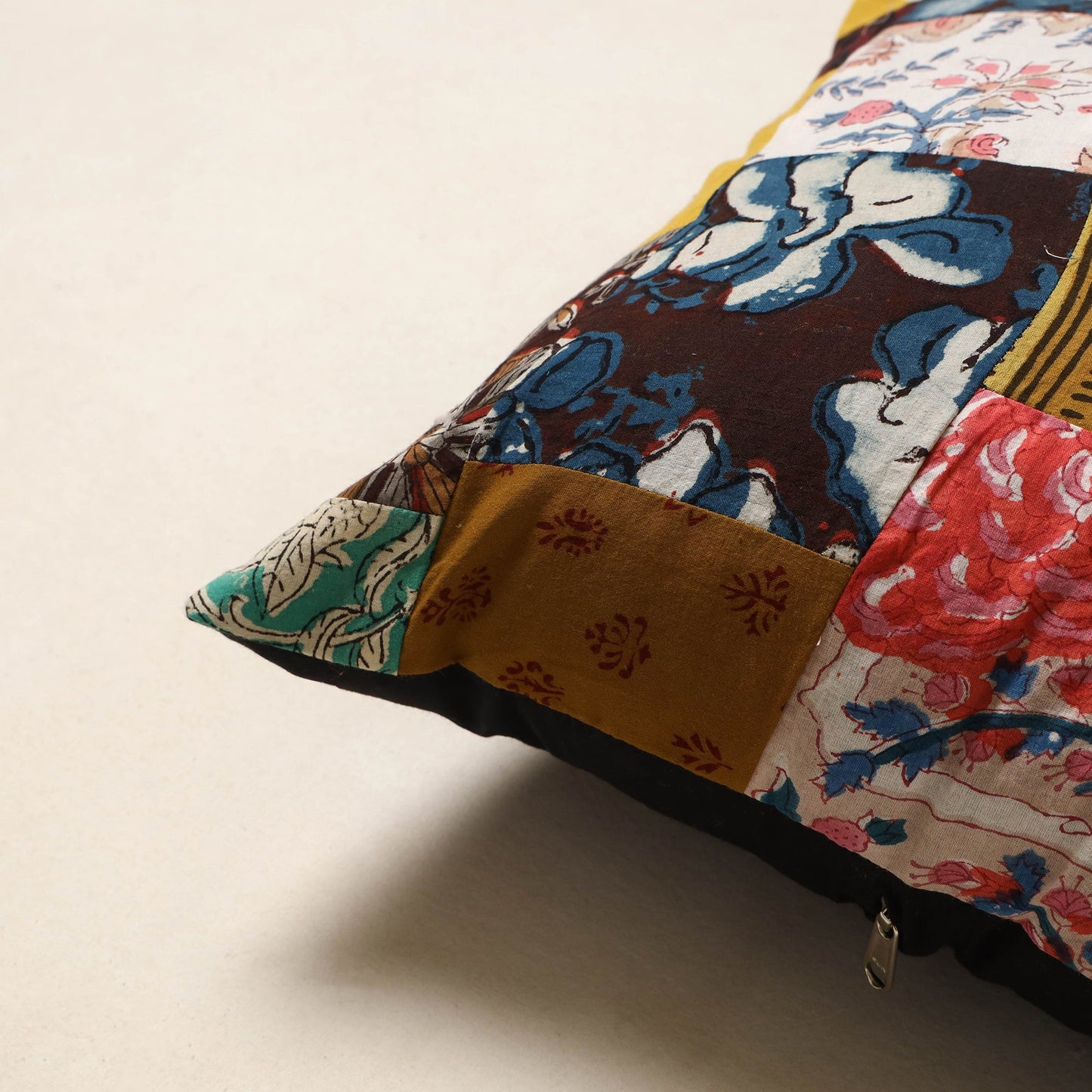 Multicolor - handcrafted cotton patchwork cushion cover 01