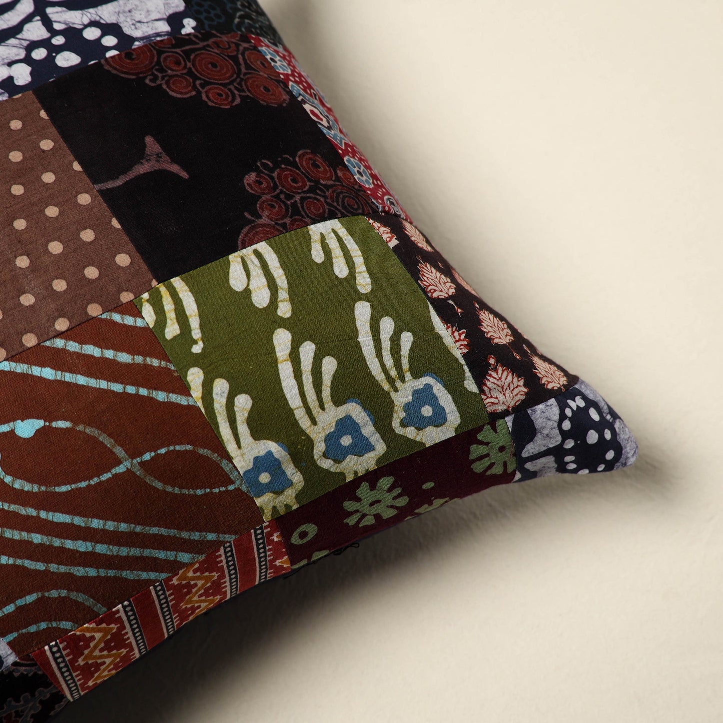 Multicolor Handcrafted Cotton Patchwork Cushion Cover