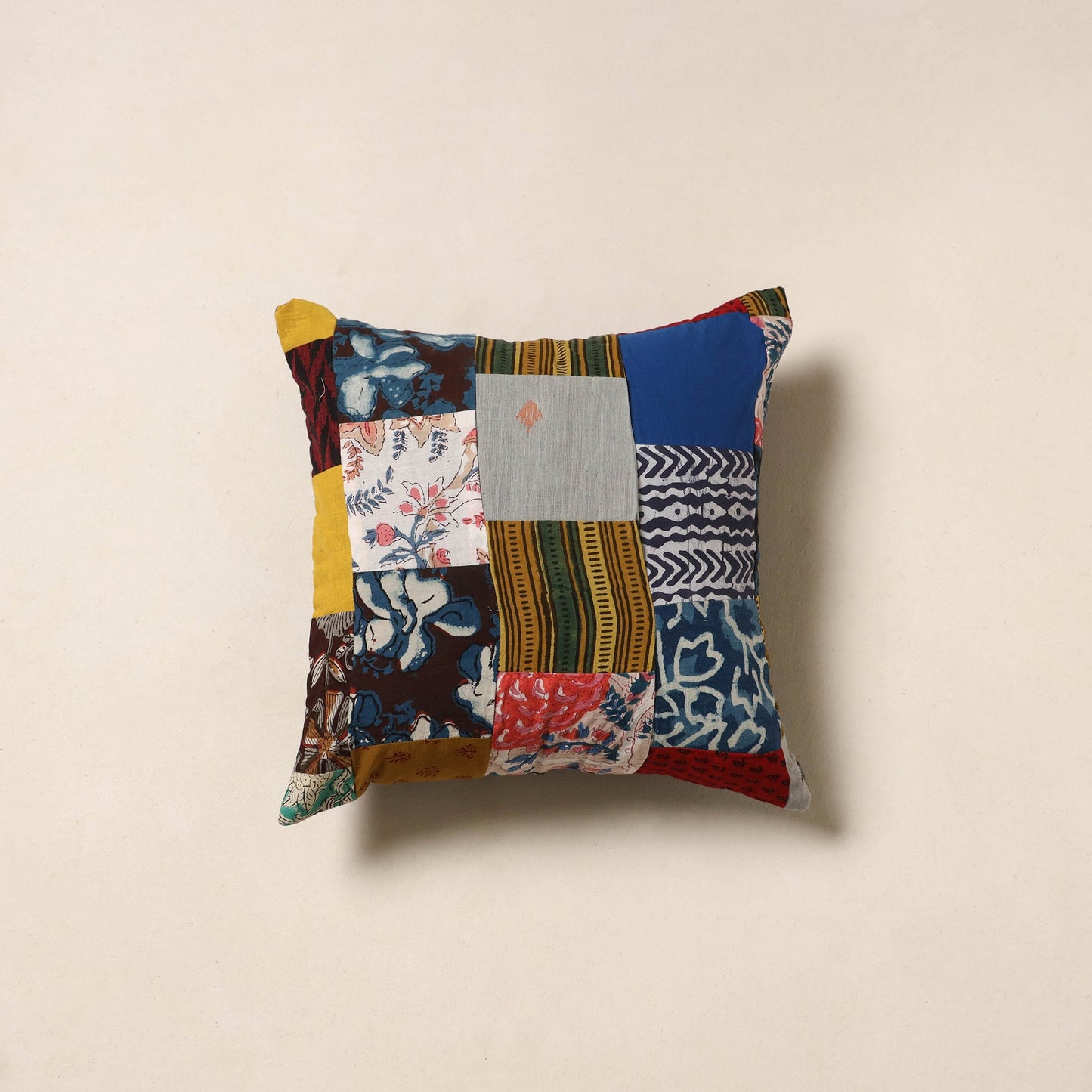 Multicolor - handcrafted cotton patchwork cushion cover 01