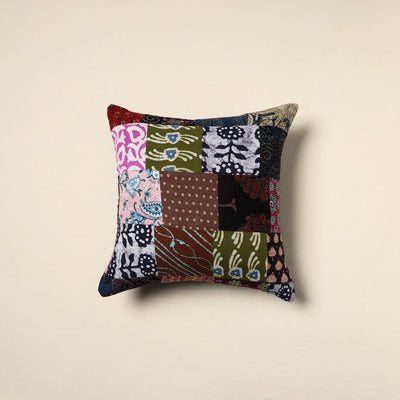 Multicolor Handcrafted Cotton Patchwork Cushion Cover