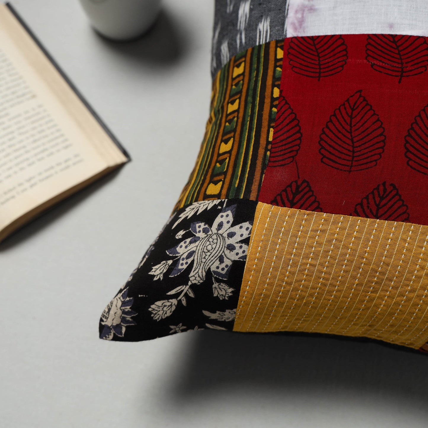 Multicolor - handcrafted cotton patchwork cushion cover 01