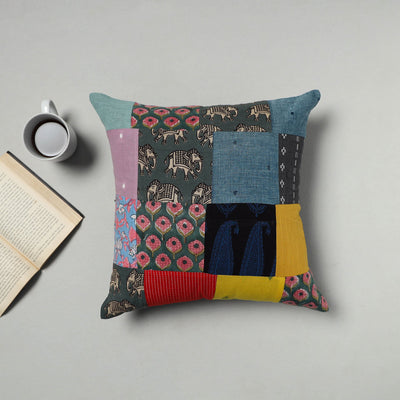 Multicolor - handcrafted cotton patchwork cushion cover 02