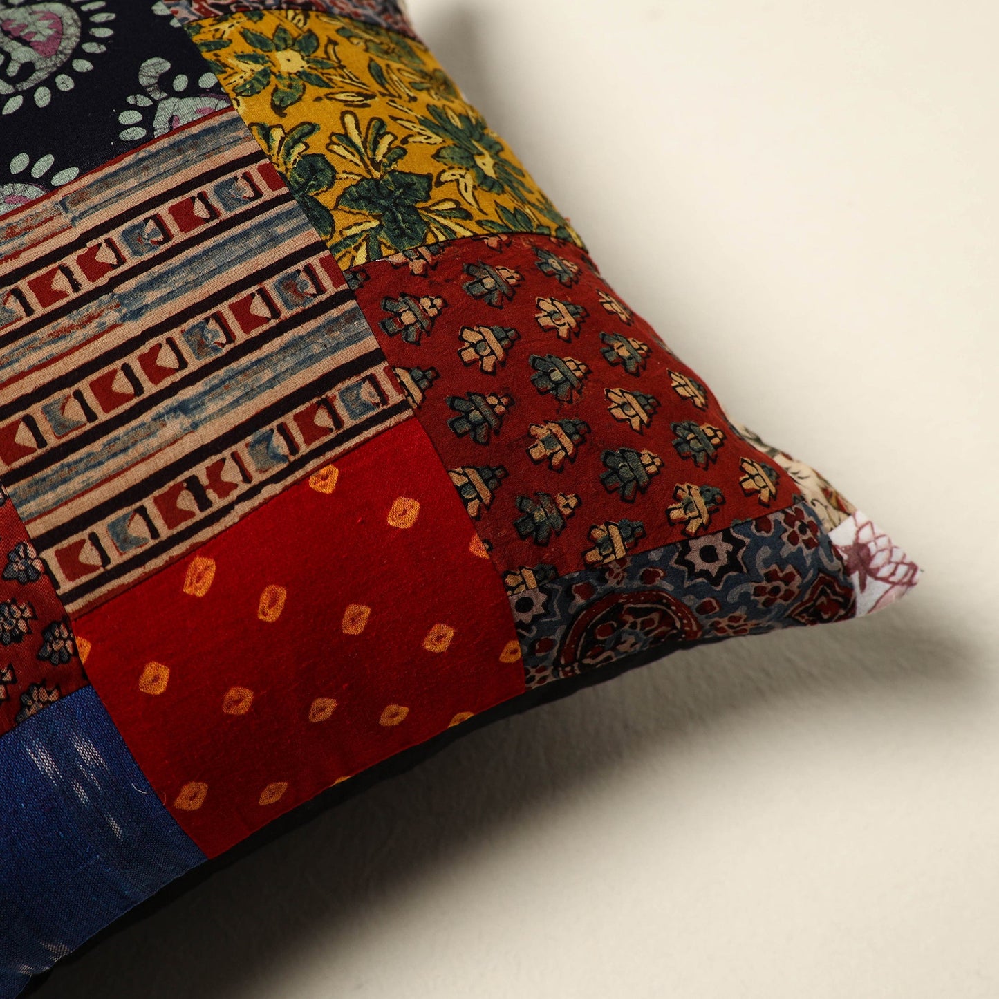 Multicolor - handcrafted cotton patchwork cushion cover 02