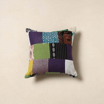 Multicolor - handcrafted cotton patchwork cushion cover 02