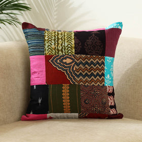 Multicolor - handcrafted cotton patchwork cushion cover 02