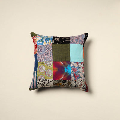 Multicolor Handcrafted Cotton Patchwork Cushion Cover