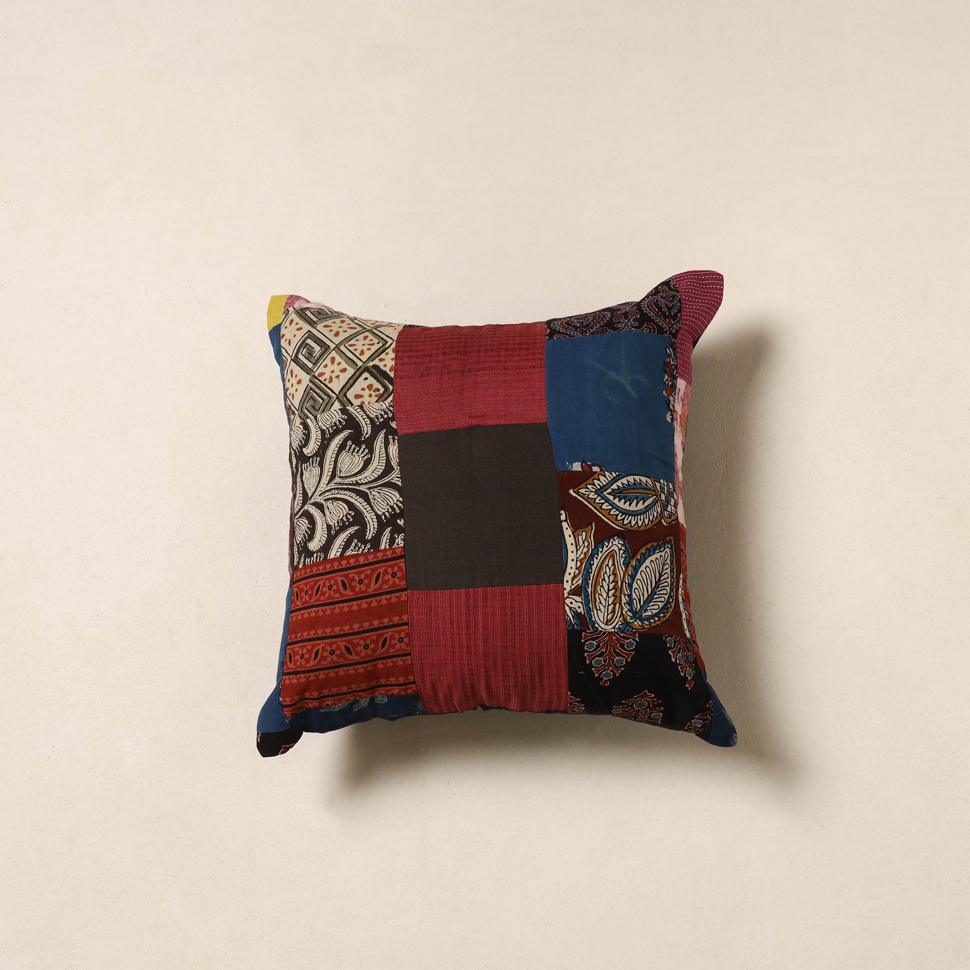Multicolor - handcrafted cotton patchwork cushion cover 03