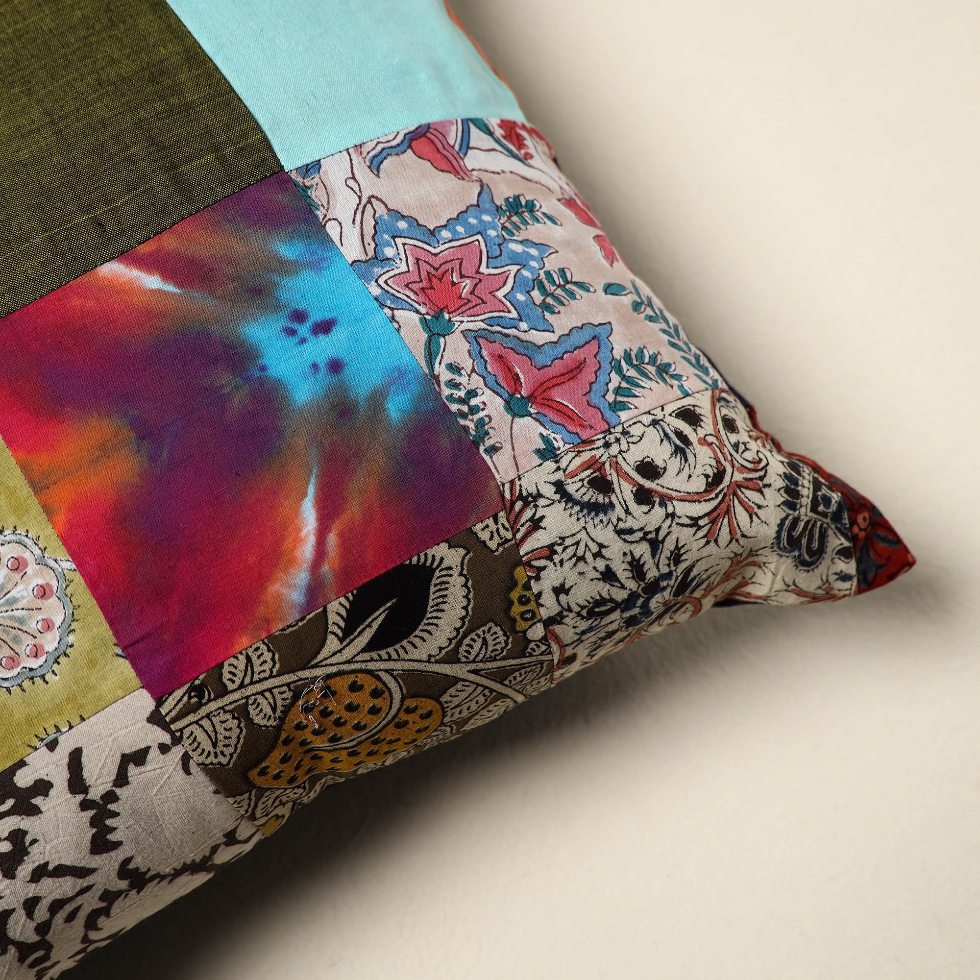 Multicolor Handcrafted Cotton Patchwork Cushion Cover