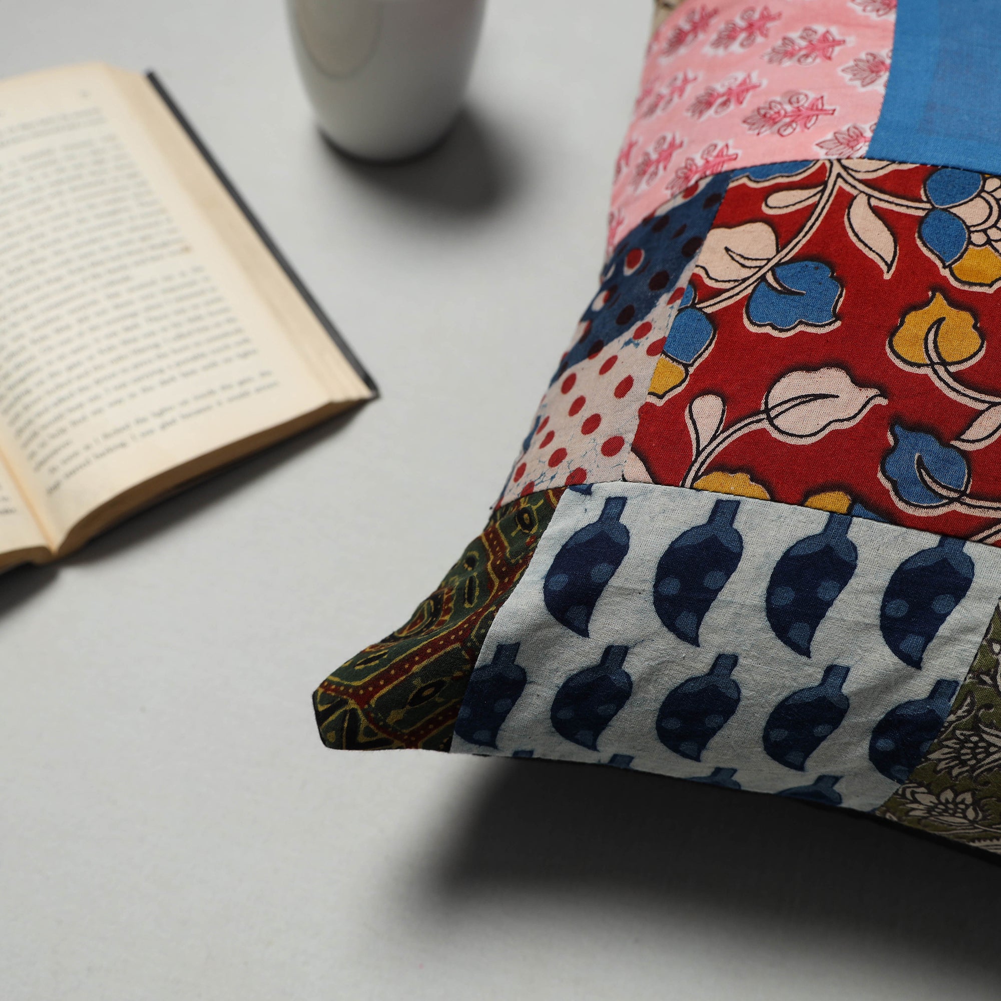 Multicolor - handcrafted cotton patchwork cushion cover 04