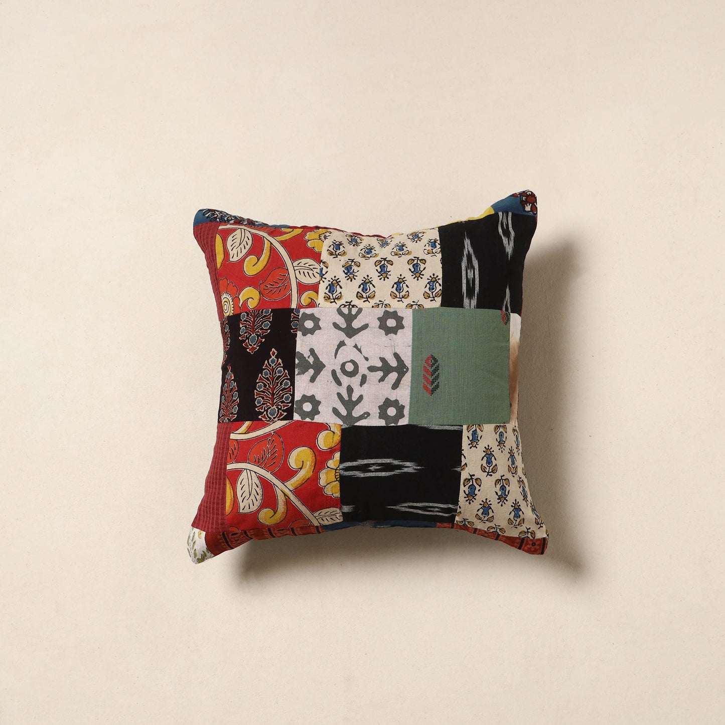Multicolor - handcrafted cotton patchwork cushion cover 04