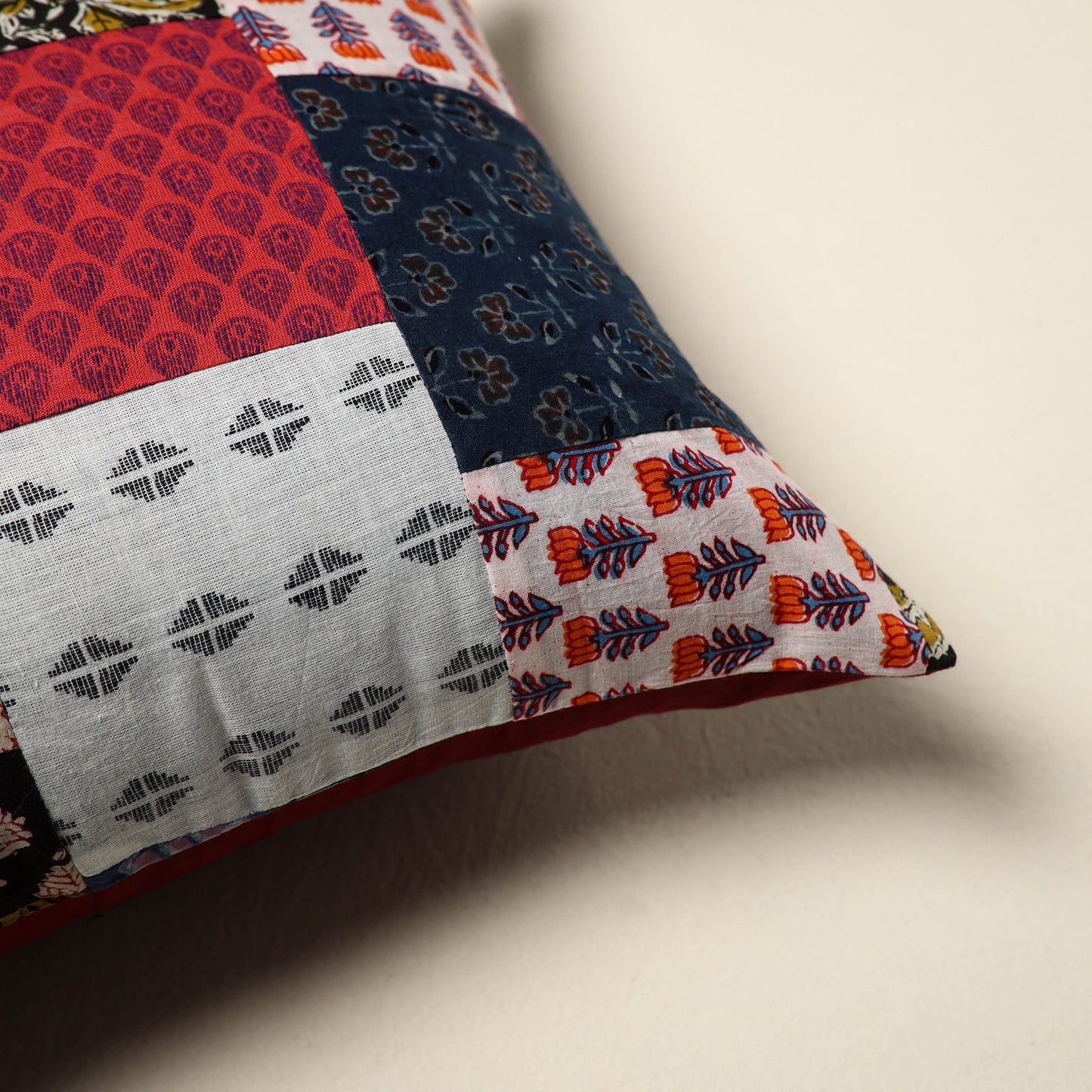 Multicolor Handcrafted Cotton Patchwork Cushion Cover