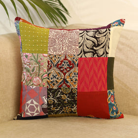 Multicolor - handcrafted cotton patchwork cushion cover 05