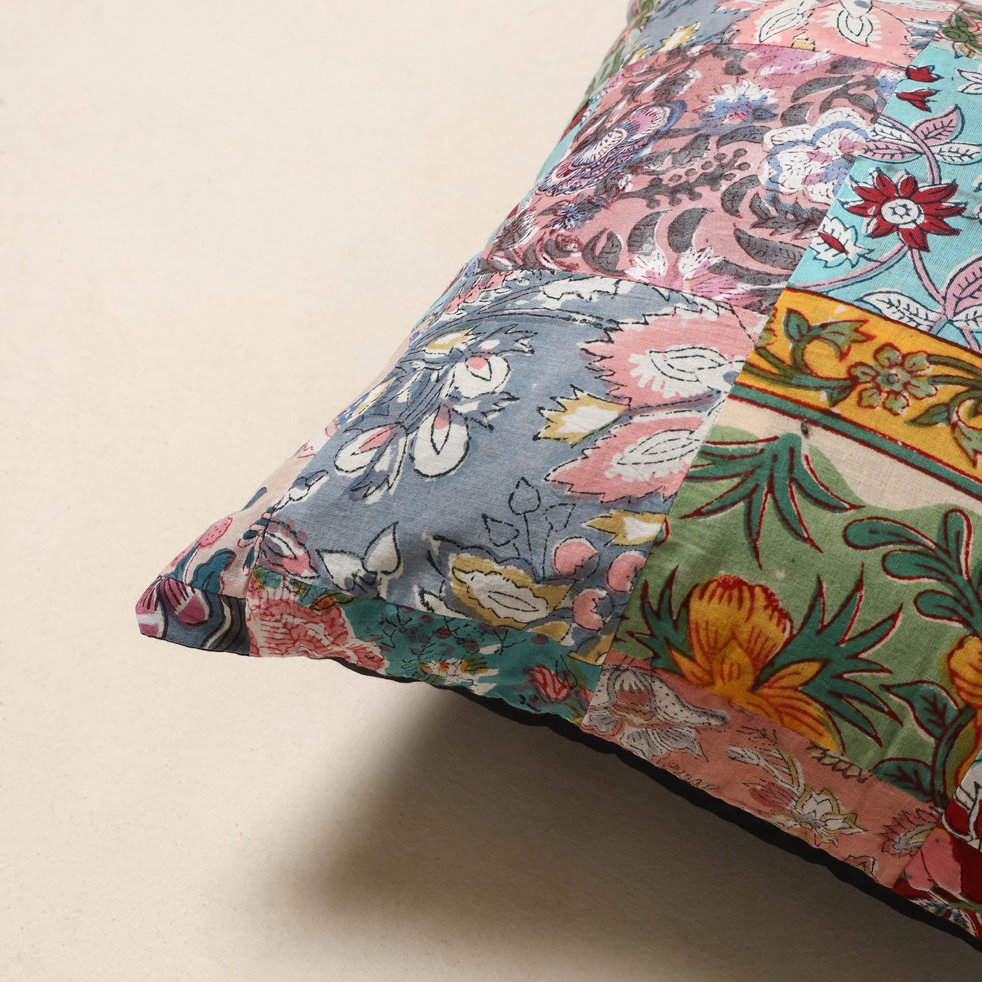 Multicolor - handcrafted cotton patchwork cushion cover 05