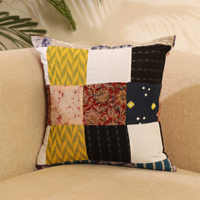 Buy Multicolor Handcrafted Cotton Patchwork Cushion Cover