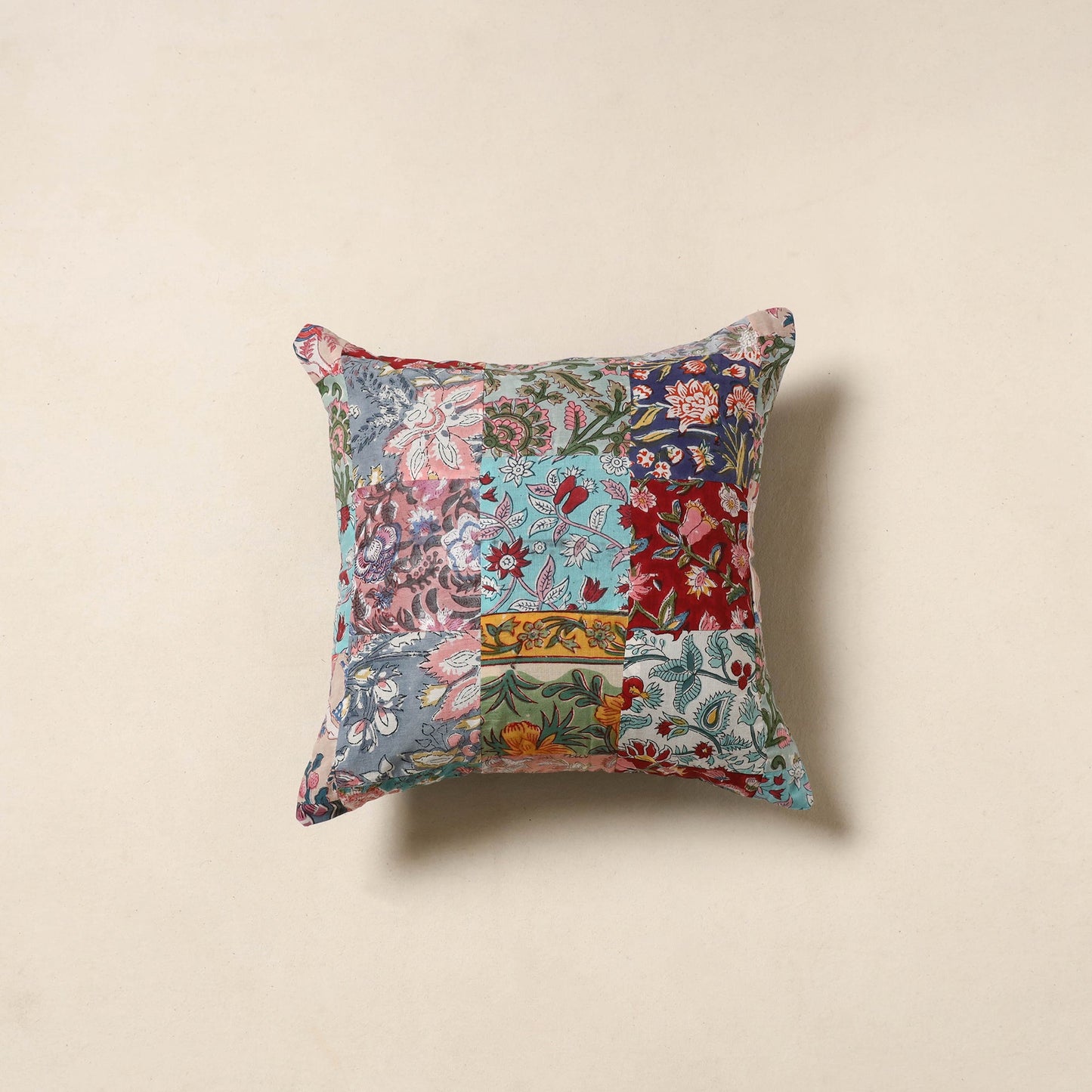 Multicolor - handcrafted cotton patchwork cushion cover 05