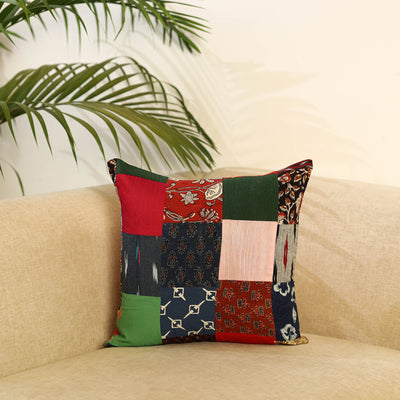 Multicolor - handcrafted cotton patchwork cushion cover 06