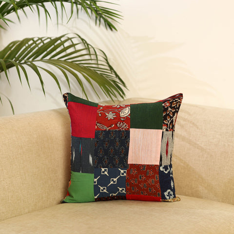 Multicolor - handcrafted cotton patchwork cushion cover 06