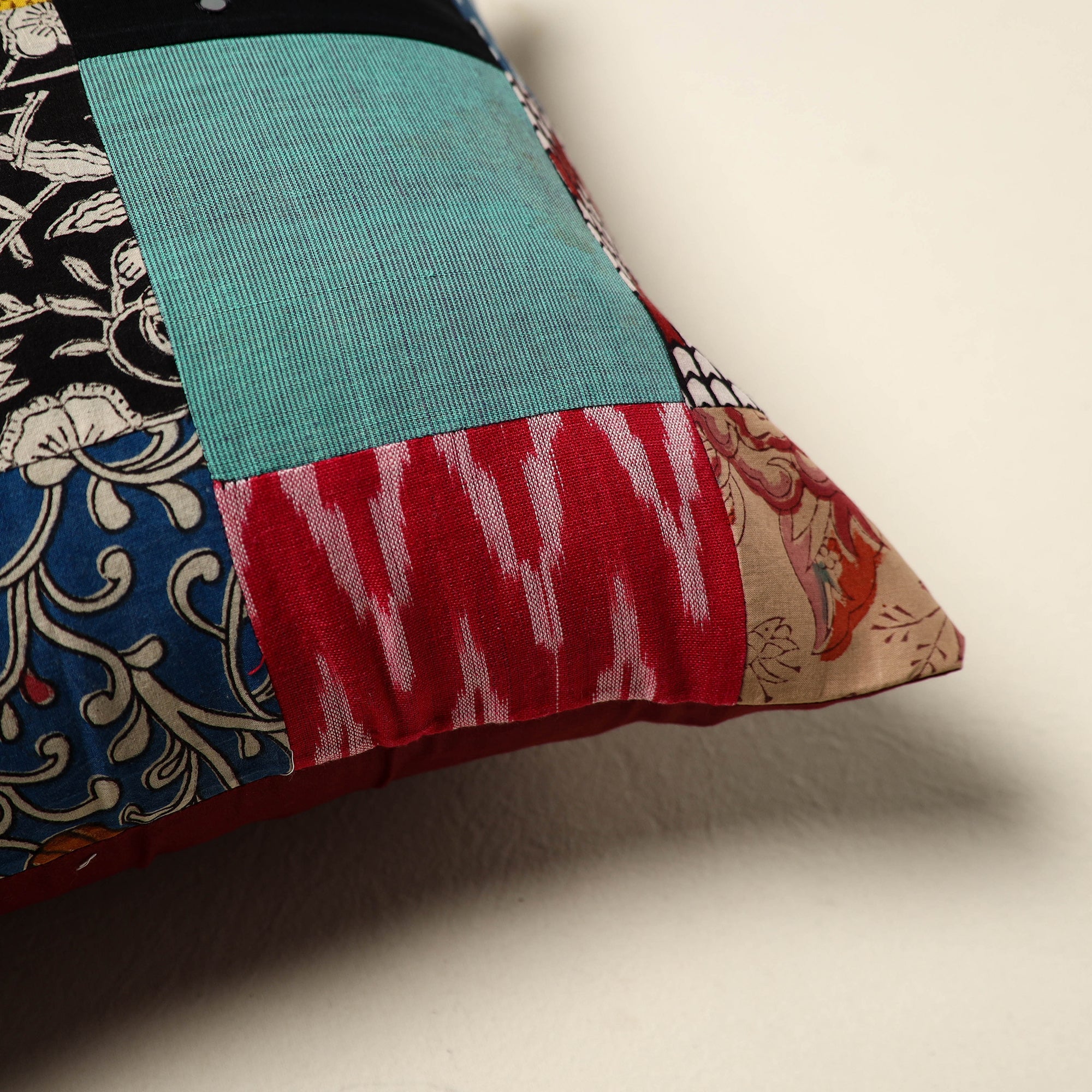 Multicolor Handcrafted Cotton Patchwork Cushion Cover