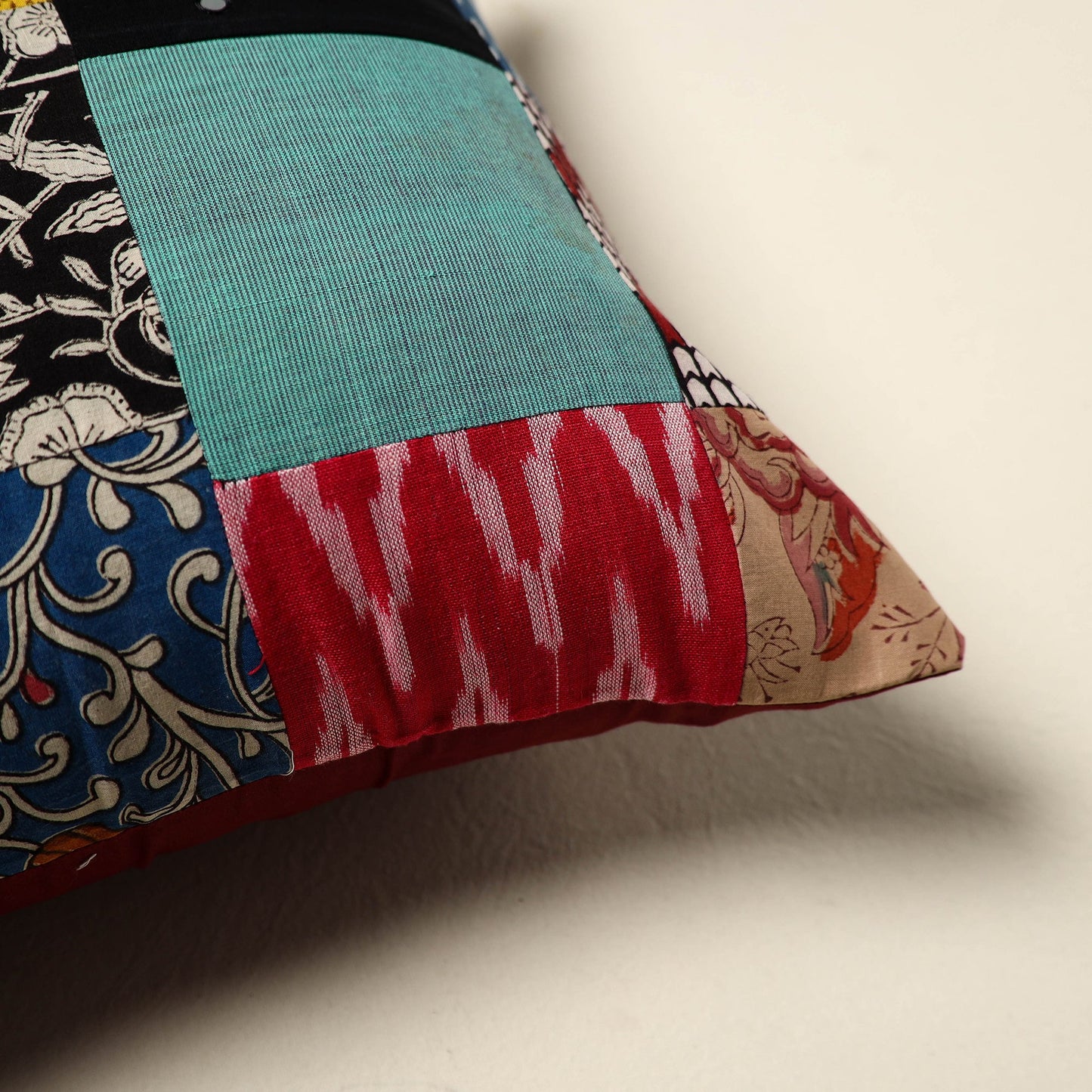 Multicolor Handcrafted Cotton Patchwork Cushion Cover