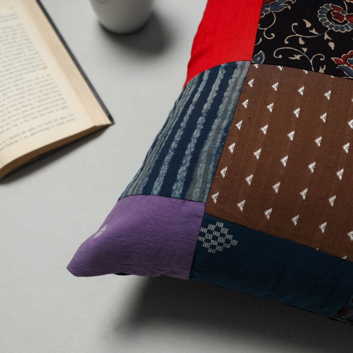 Multicolor - handcrafted cotton patchwork cushion cover 06