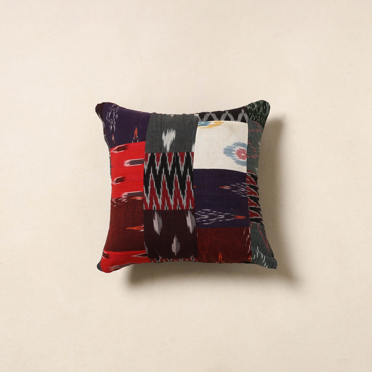 Multicolor - handcrafted cotton patchwork cushion cover 06