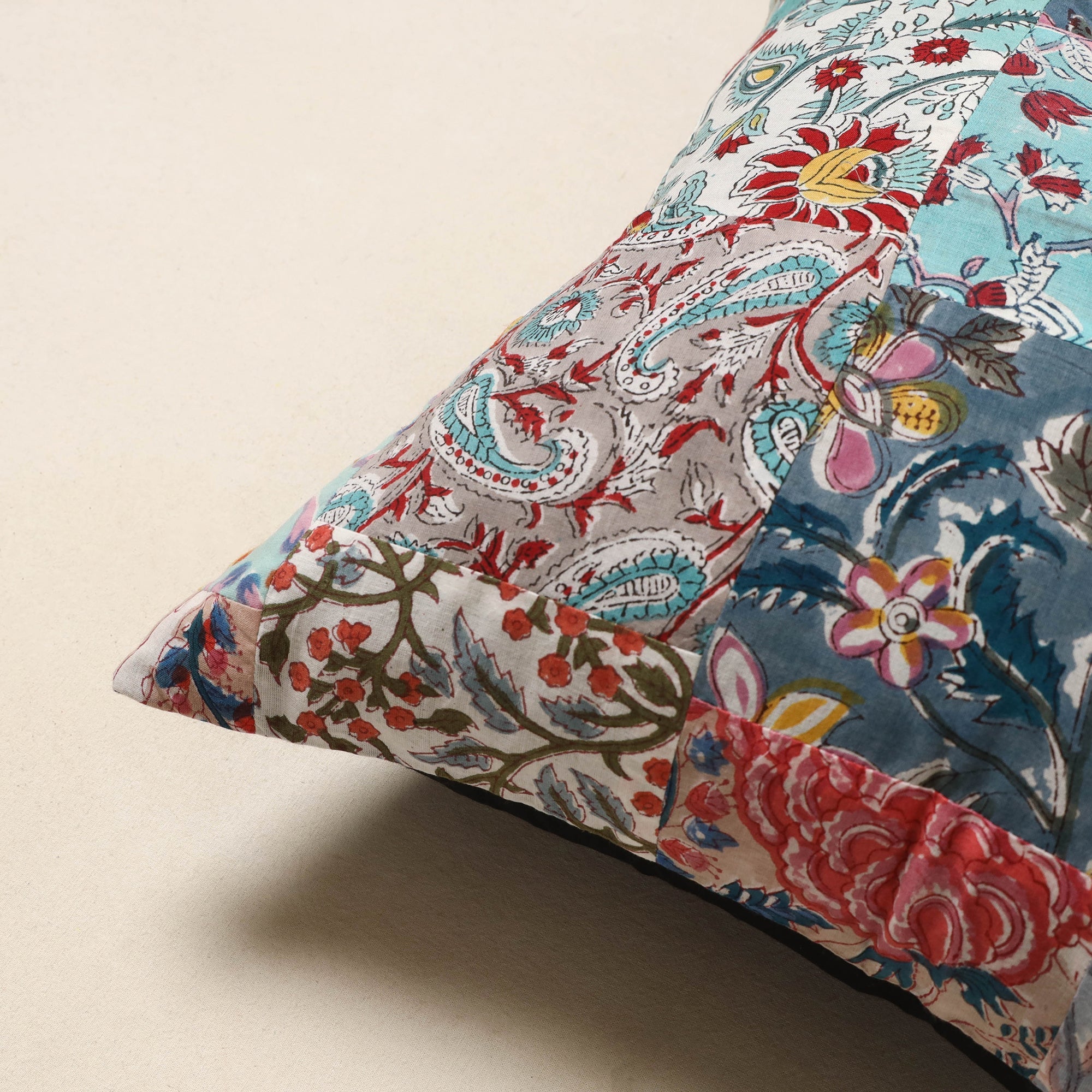 Multicolor - handcrafted cotton patchwork cushion cover 07