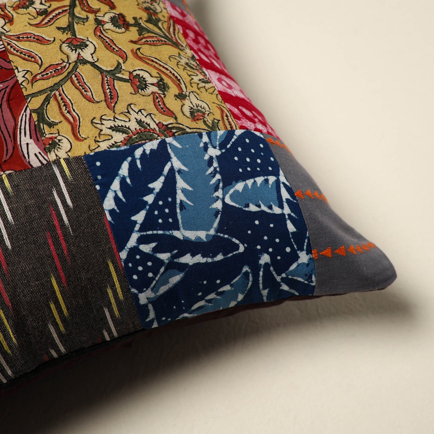 Multicolor Handcrafted Cotton Patchwork Cushion Cover