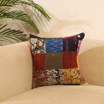 Buy Multicolor Handcrafted Cotton Patchwork Cushion Cover