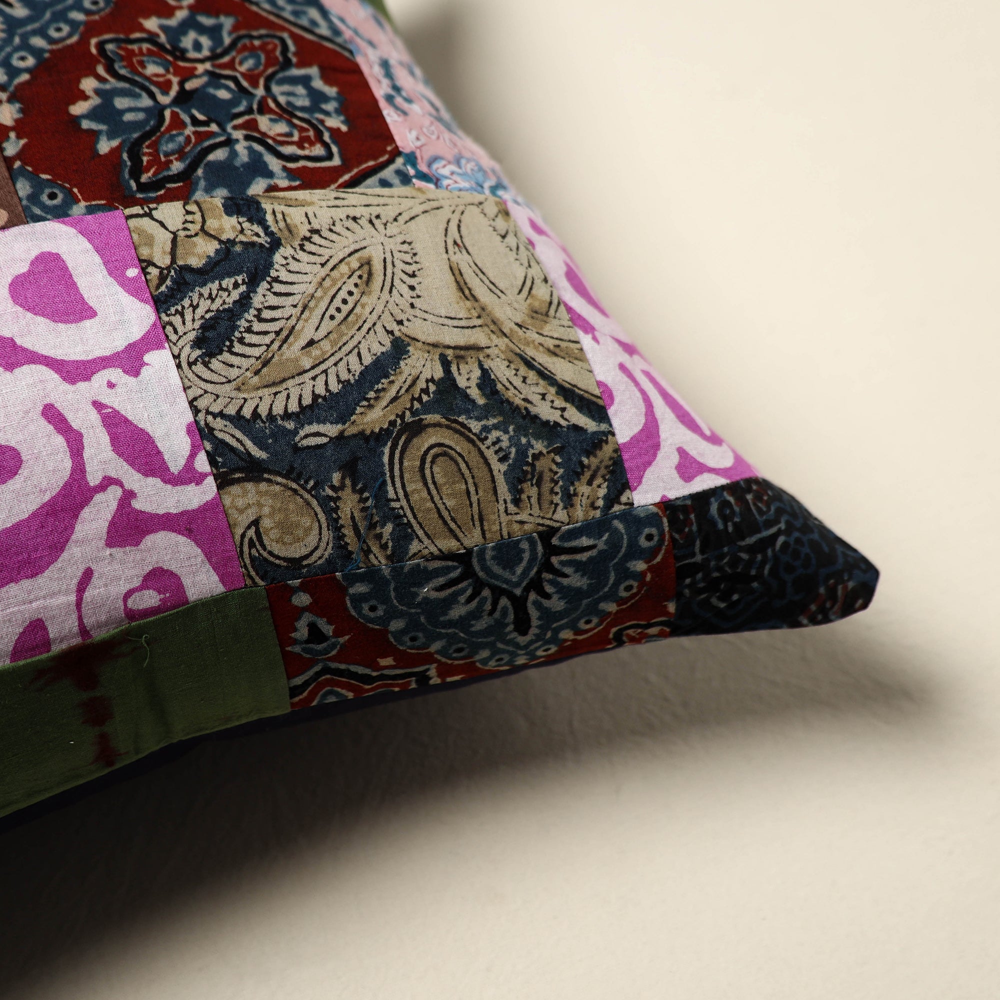 Multicolor - handcrafted cotton patchwork cushion cover 08