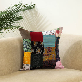 Multicolor - handcrafted cotton patchwork cushion cover 08