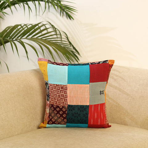 Buy Multicolor Handcrafted Cotton Patchwork Cushion Cover