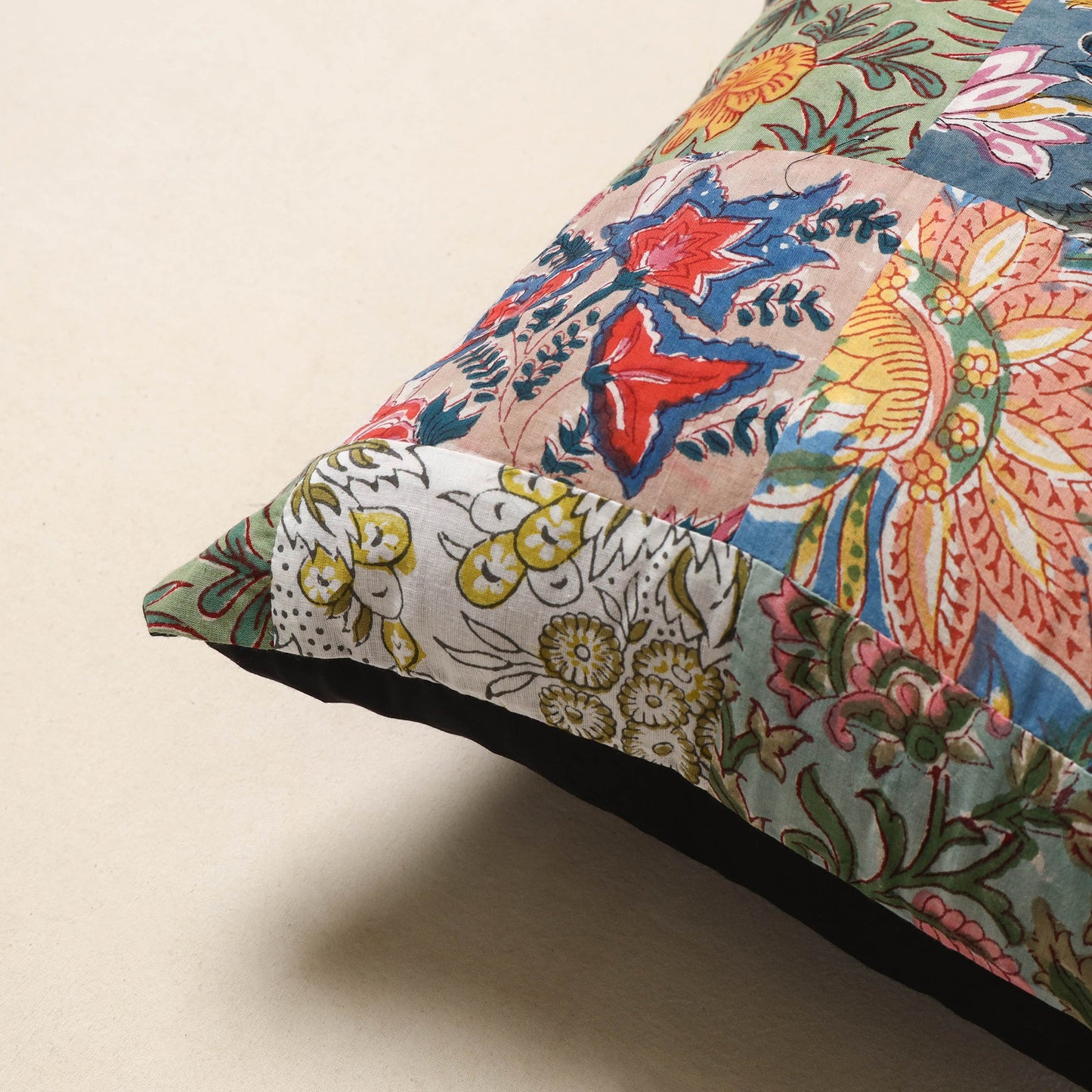 Multicolor - handcrafted cotton patchwork cushion cover 08