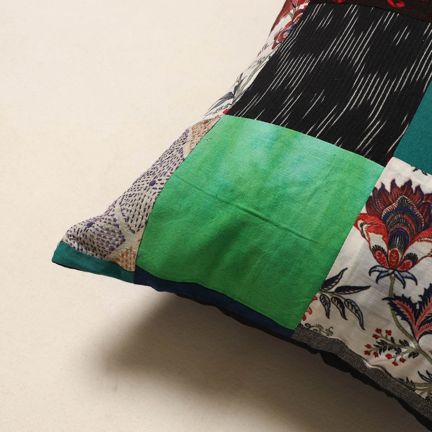 Multicolor - handcrafted cotton patchwork cushion cover 09