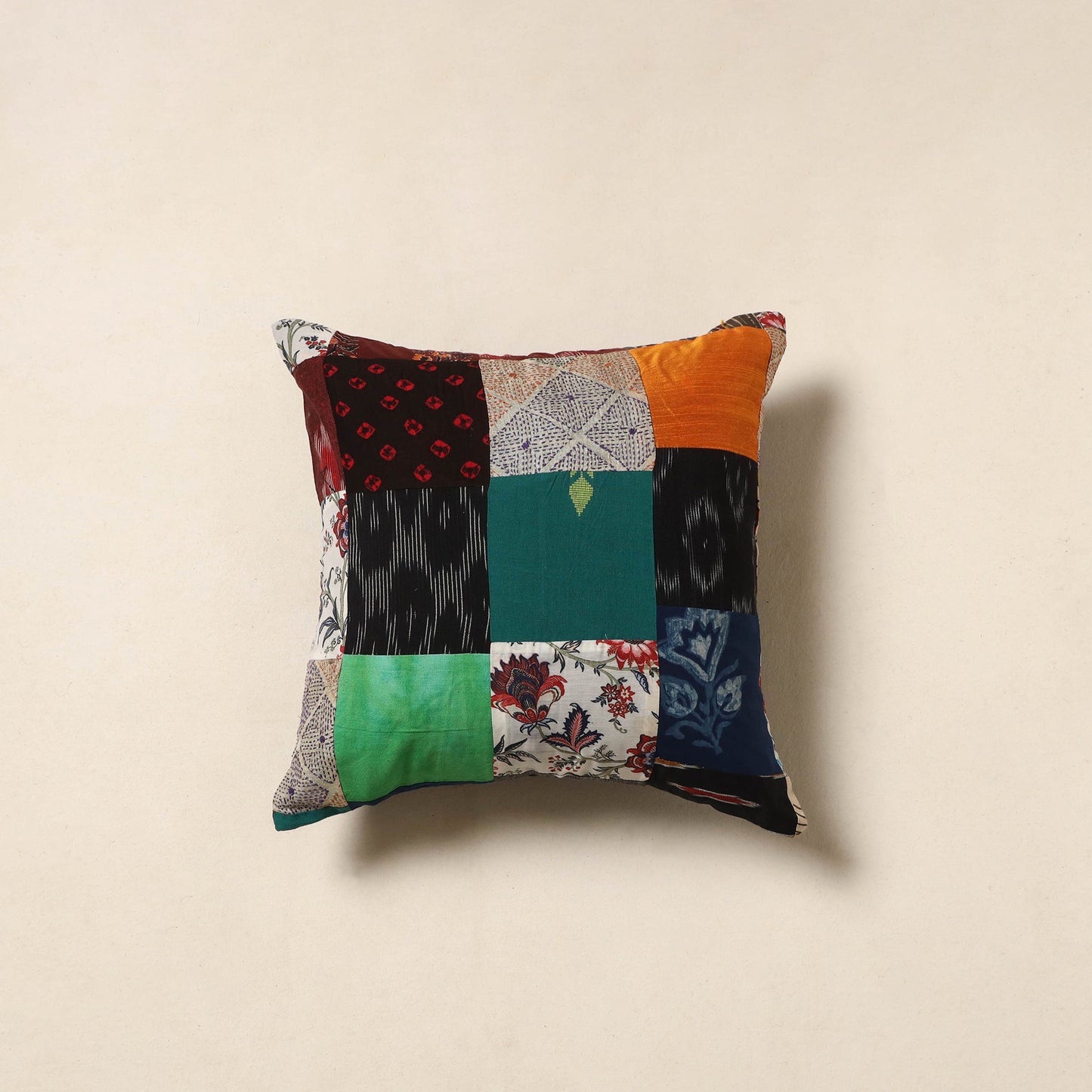 Multicolor - handcrafted cotton patchwork cushion cover 09