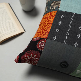 Multicolor - handcrafted cotton patchwork cushion cover 09