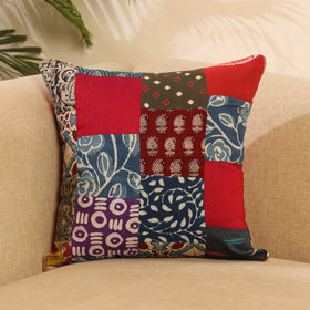 Buy Multicolor Handcrafted Cotton Patchwork Cushion Cover