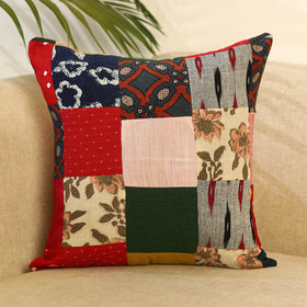 Buy Multicolor Handcrafted Cotton Patchwork Cushion Cover