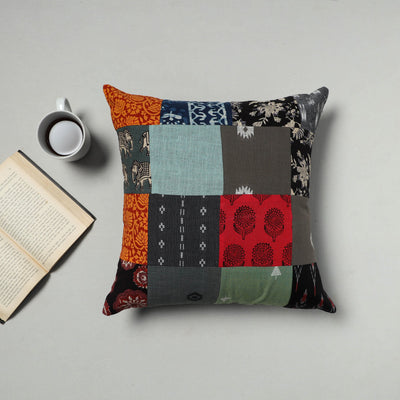 Multicolor - handcrafted cotton patchwork cushion cover 09