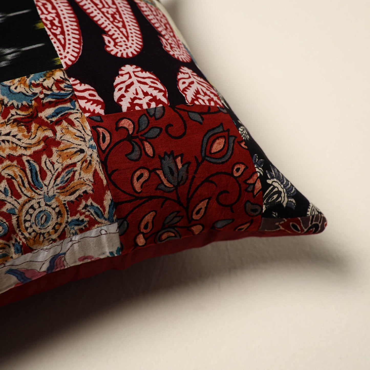 Multicolor Handcrafted Cotton Patchwork Cushion Cover