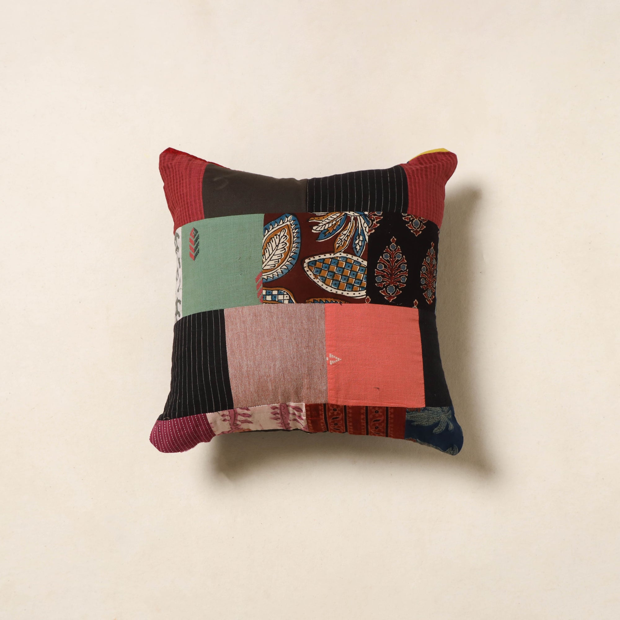 Multicolor - handcrafted cotton patchwork cushion cover 10