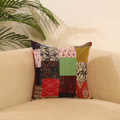 Buy Multicolor Handcrafted Cotton Patchwork Cushion Cover