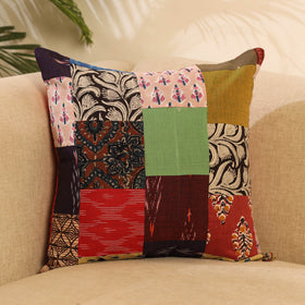 Buy Multicolor Handcrafted Cotton Patchwork Cushion Cover