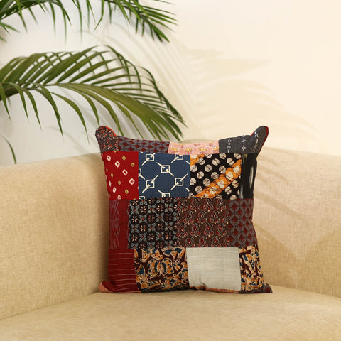 Multicolor - handcrafted cotton patchwork cushion cover 10