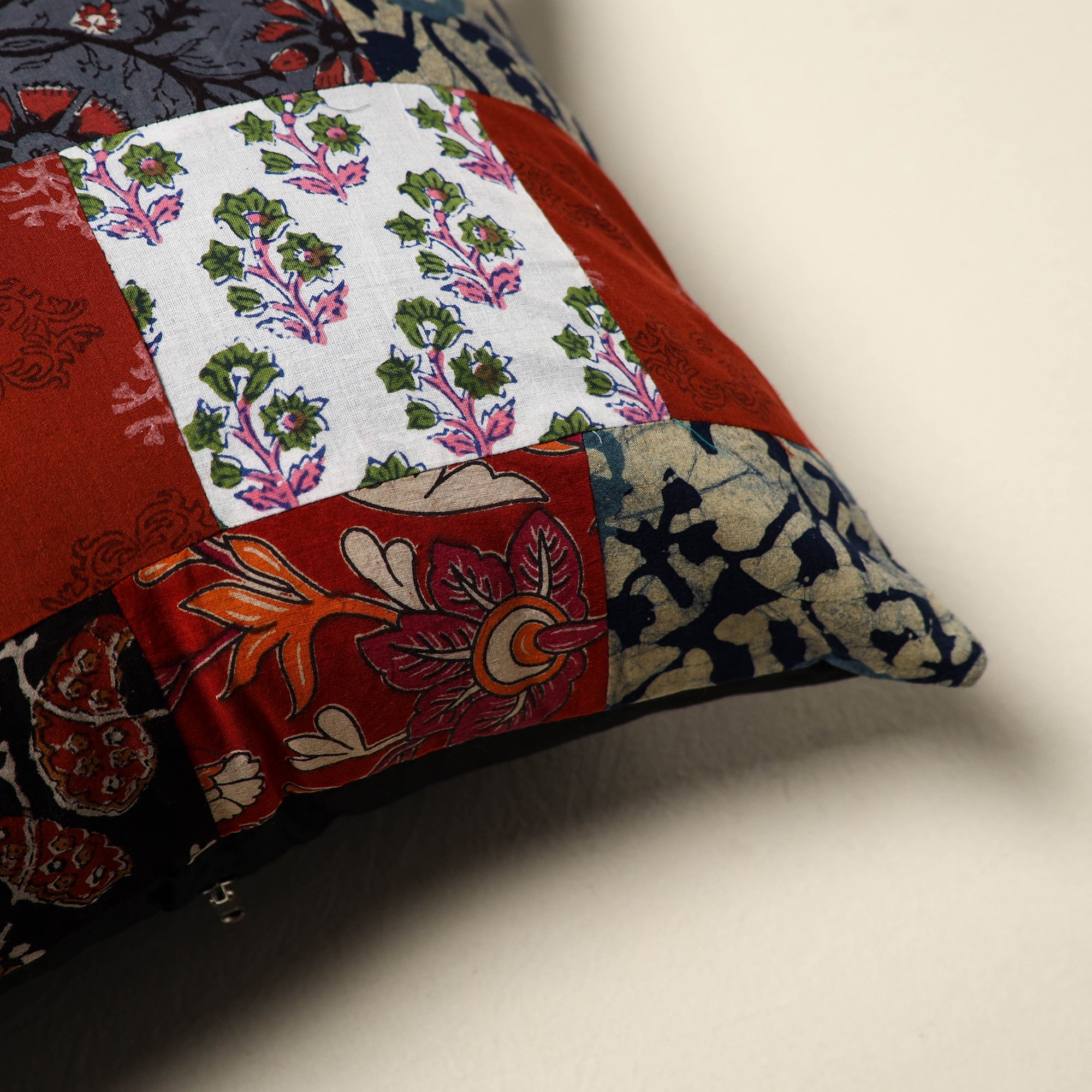 Multicolor Handcrafted Cotton Patchwork Cushion Cover