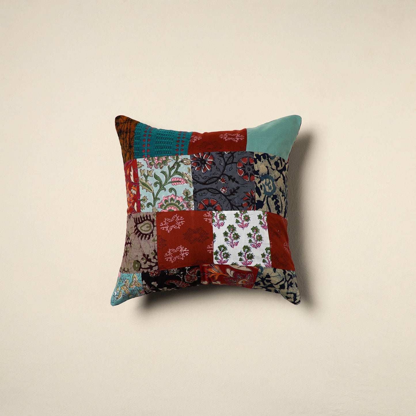 Multicolor Handcrafted Cotton Patchwork Cushion Cover