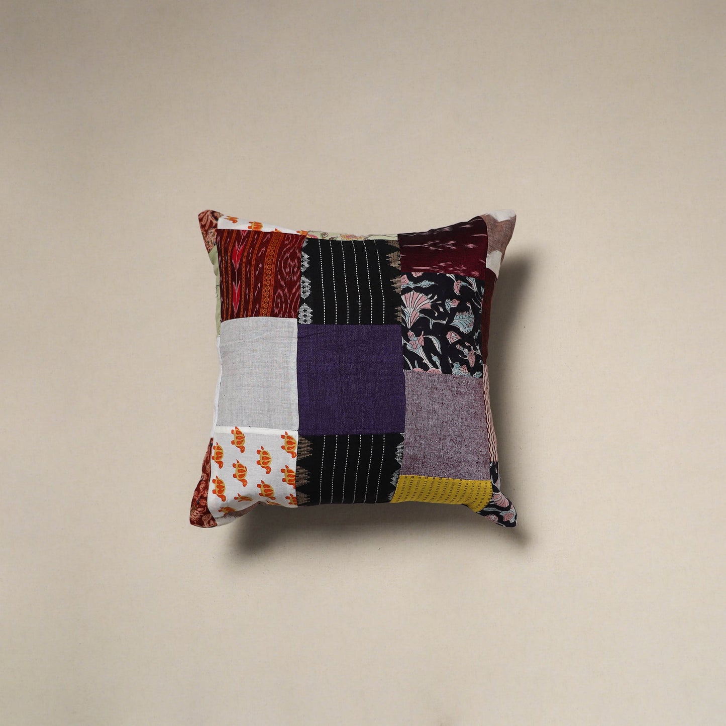 Multicolor - handcrafted cotton patchwork cushion cover 100