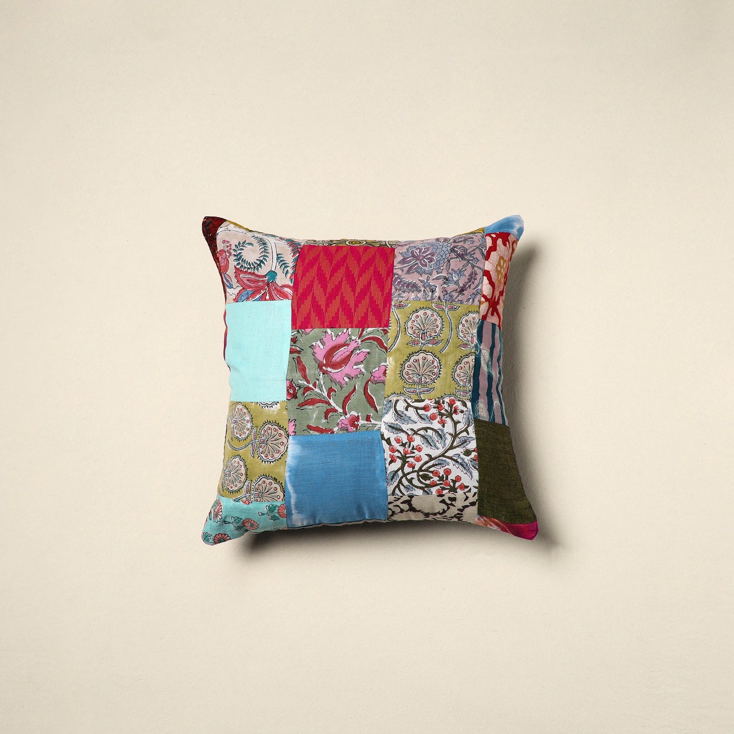 Multicolor - handcrafted cotton patchwork cushion cover 101