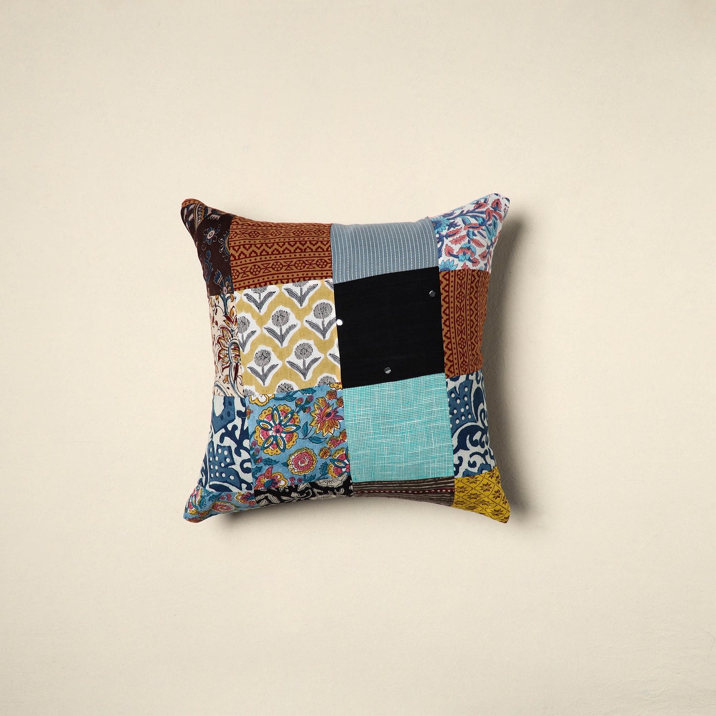 Multicolor - handcrafted cotton patchwork cushion cover 102