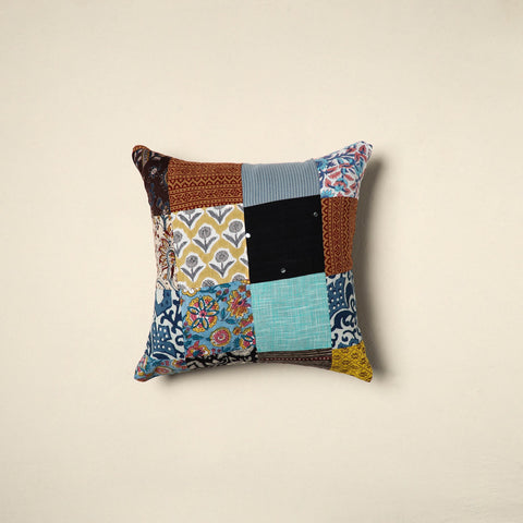 Multicolor - handcrafted cotton patchwork cushion cover 102