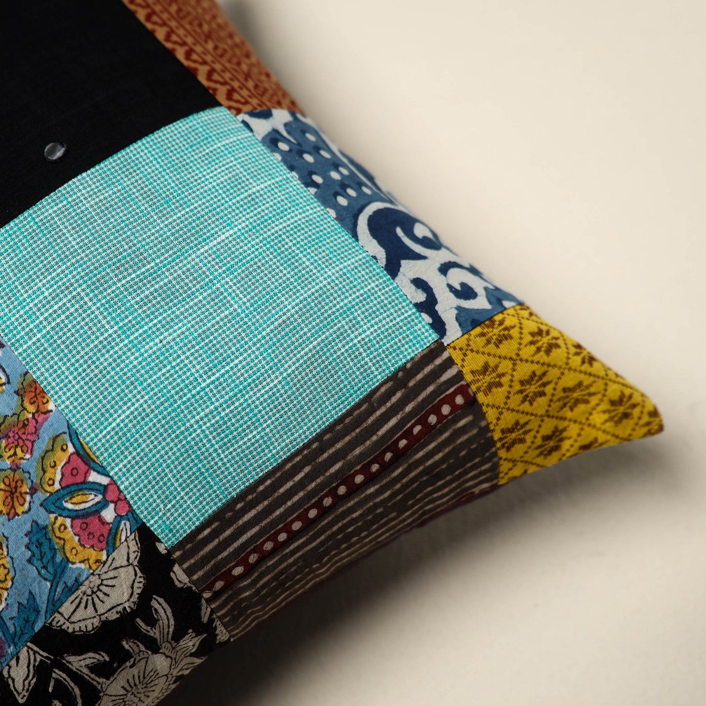 Multicolor - handcrafted cotton patchwork cushion cover 102